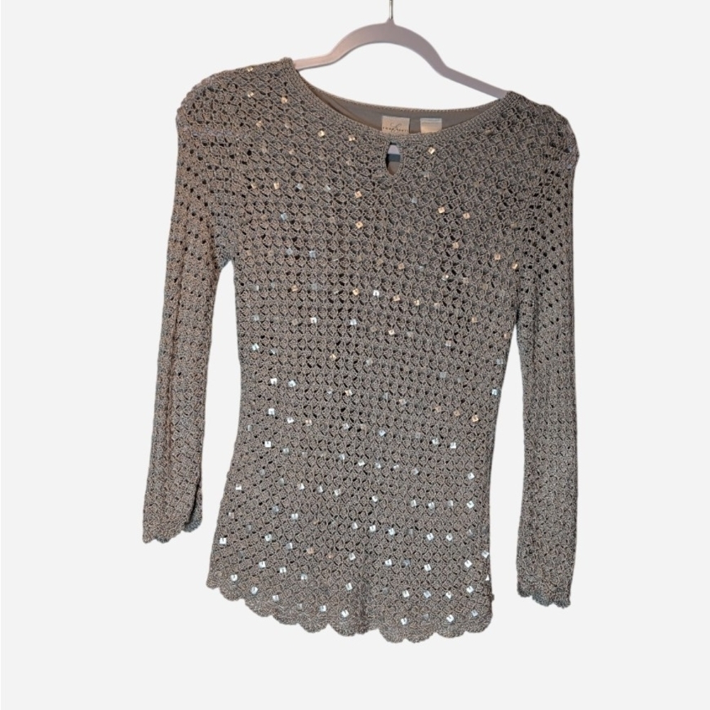 Pre-owned Emma James Silver Knit Blouse Size M